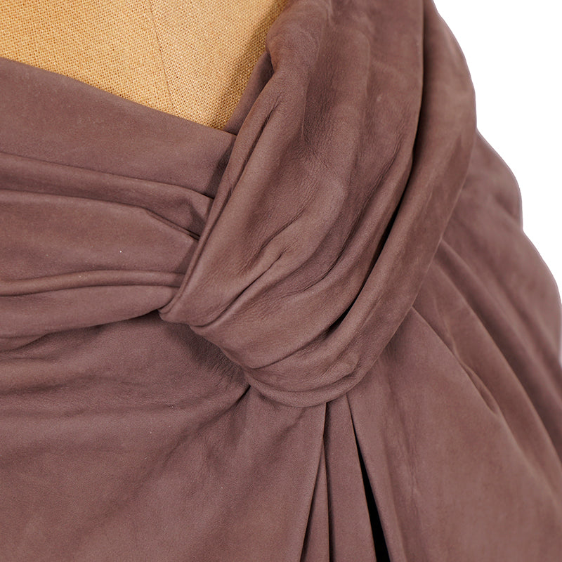 40 NEW $2500 GUCCI RUNWAY Brown 100% LEATHER SUEDE Knot Accent Pencil SKIRT XS