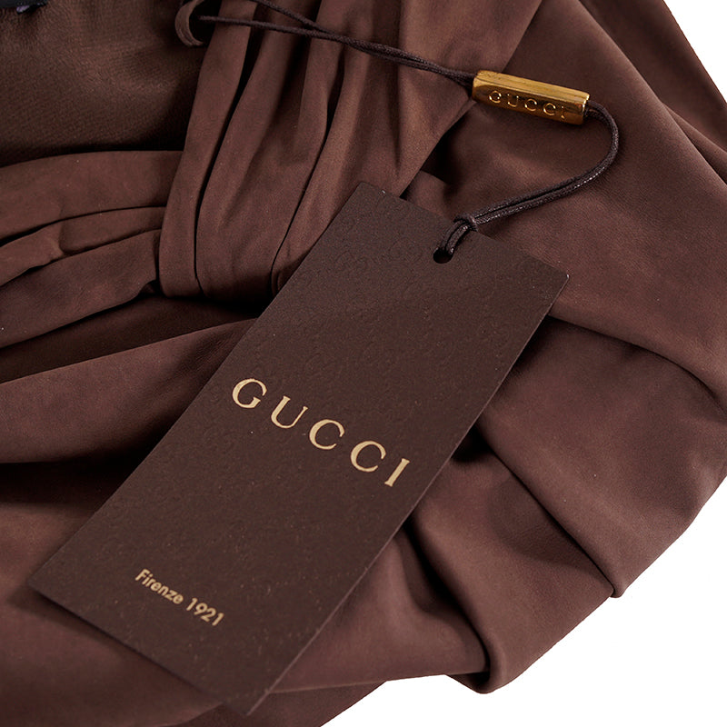 40 NEW $2500 GUCCI RUNWAY Brown 100% LEATHER SUEDE Knot Accent Pencil SKIRT XS