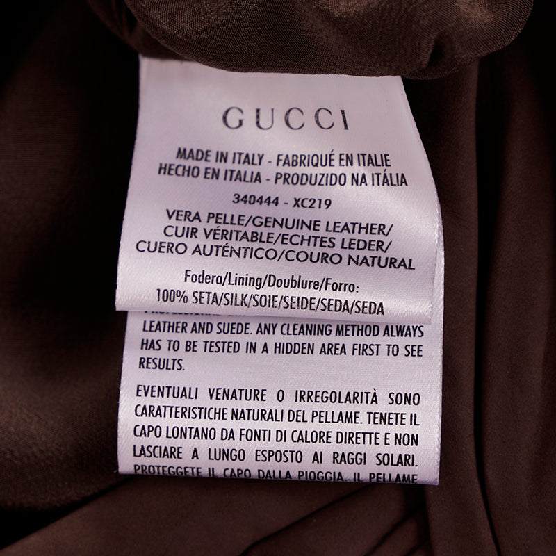 40 NEW $2500 GUCCI RUNWAY Brown 100% LEATHER SUEDE Knot Accent Pencil SKIRT XS