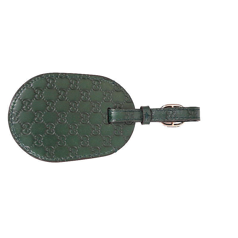NEW $345 GUCCI Green Leather GUCCISSIMA GG Embossed Bag Fob TRAVEL LUGGAGE TAG