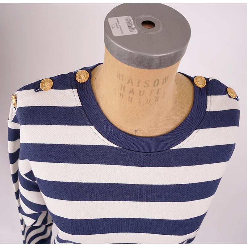 XS NEW $1500 GUCCI Blue White Striped POUR LA COTE D'AZUE Cotton SWEATSHIRT TOP
