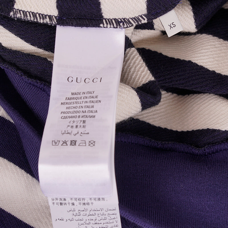 XS NEW $1500 GUCCI Blue White Striped POUR LA COTE D'AZUE Cotton SWEATSHIRT TOP