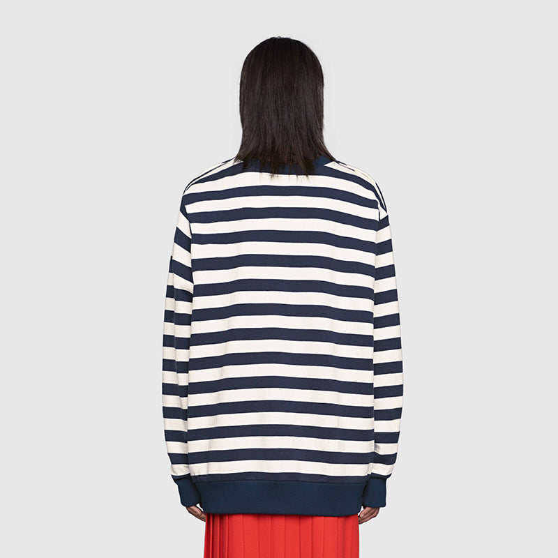 XS NEW $1500 GUCCI Blue White Striped POUR LA COTE D'AZUE Cotton SWEATSHIRT TOP