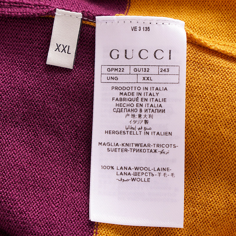 XXL NEW $1,250 GUCCI RUNWAY Mens Stripe 100% WOOL Thanatos Sweater KNIT POLO TOP