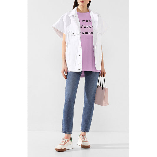 XS NEW $690 GUCCI Lilac Pink BLACK WINGED SKULL LOGO Oversize TEE T-SHIRT TOP