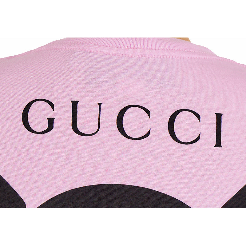 XS NEW $690 GUCCI Lilac Pink BLACK WINGED SKULL LOGO Oversize TEE T-SHIRT TOP