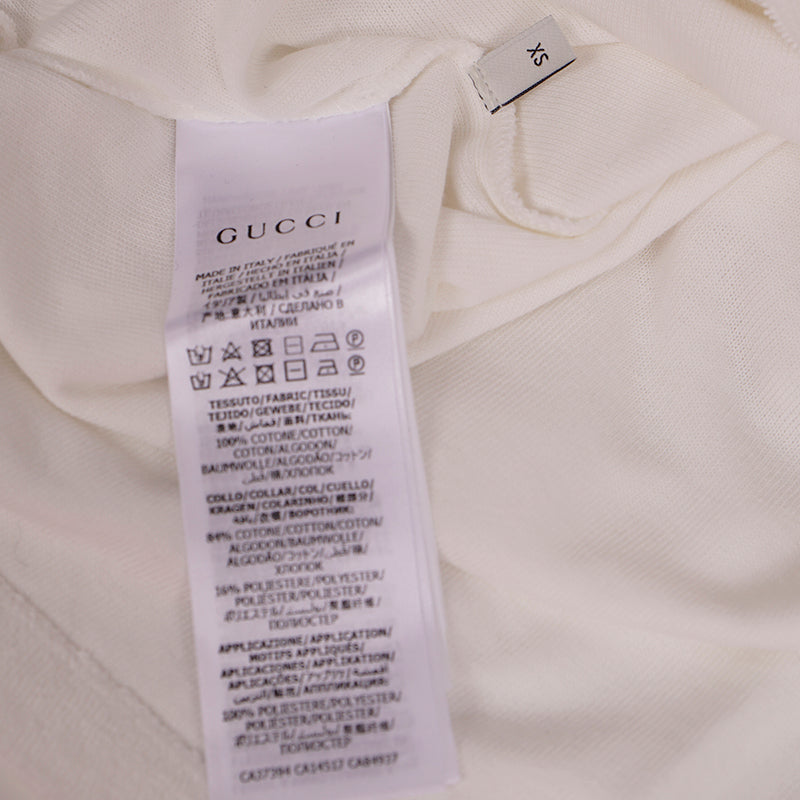 sz XS NEW $650 GUCCI Woman's White Terry Cloth GG LOGO Appliquéd POLO SHIRT TOP