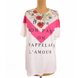 XXS NEW $830 GUCCI White OVERSIZE "Dans Mon Pays On M'Appelai L'Amour" Flora T-SHIRT