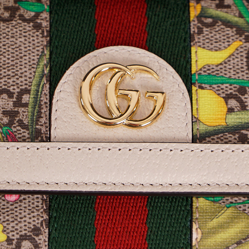 NEW $895 GUCCI Tan GG Supreme Canvas Ophidia GG FLORA Continental LARGE WALLET