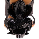 sz 37 NEW $1150 ALEXANDER MCQUEEN Runway Black Leather FLOWER HEELS N.13 SANDALS