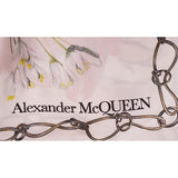 NEW $395 ALEXANDER MCQUEEN White Silk Satin ENDANGERED FLOWER SKULL 35" SCARF