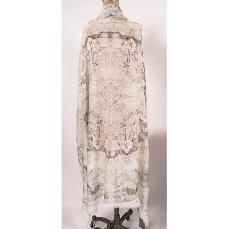 NEW $490 ALEXANDER MCQUEEN Ivory OPHELIA SKULL FLORAL Modal Wool Shawl SCARF NWT
