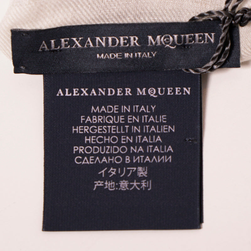 NEW $490 ALEXANDER MCQUEEN Ivory OPHELIA SKULL FLORAL Modal Wool Shawl SCARF NWT