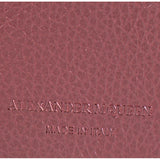 NEW $445 ALEXANDER MCQUEEN Burgundy Red GOLD SKULL Grainy Leather BI-FOLD WALLET