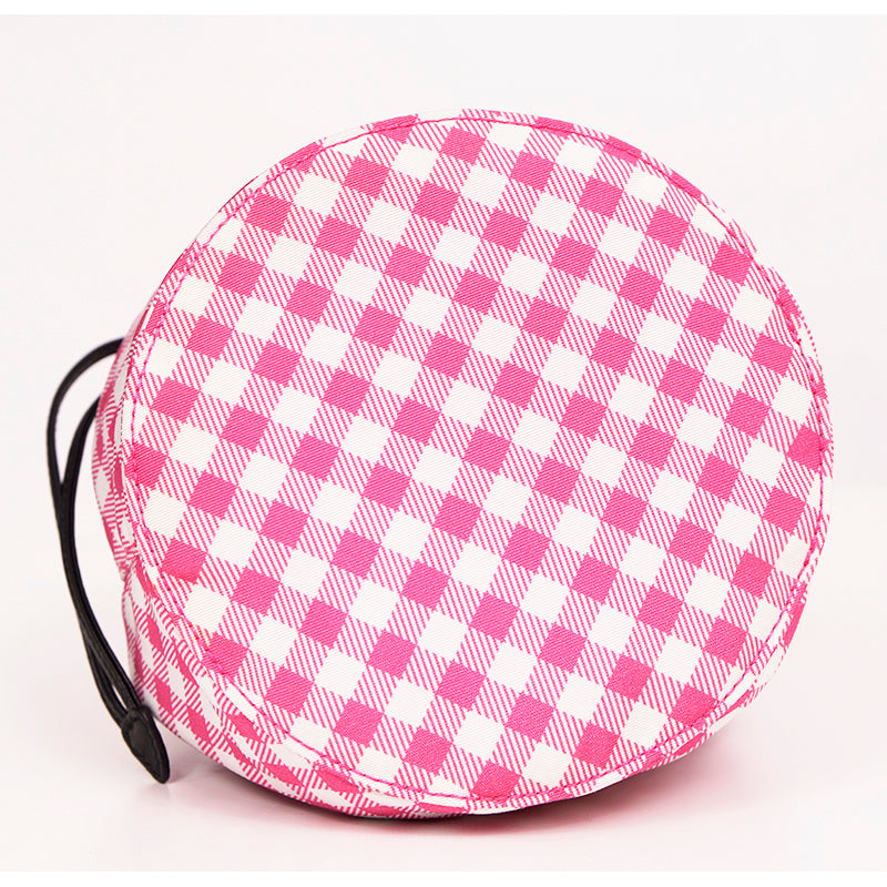 NEW MIU MIU Pink White Gingham CLUB LOGO PATCH Drawstring Small BUCKET BAG NWT