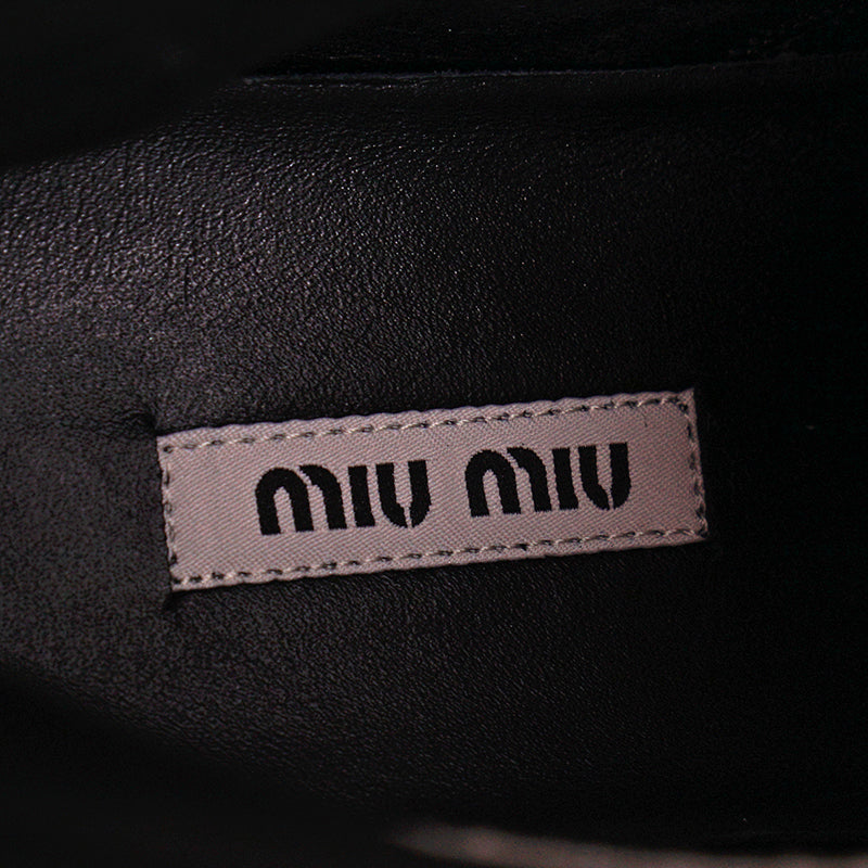 sz 37 NEW $1150 MIU MIU Black Fx Patent RETRO M LOGO Pull On SPORTY RAIN BOOTS 7