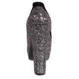 39.5 & 40 NEW $890 MIU MIU Gray Glitter Platform Peep Toe Heels with Black Suede Trim