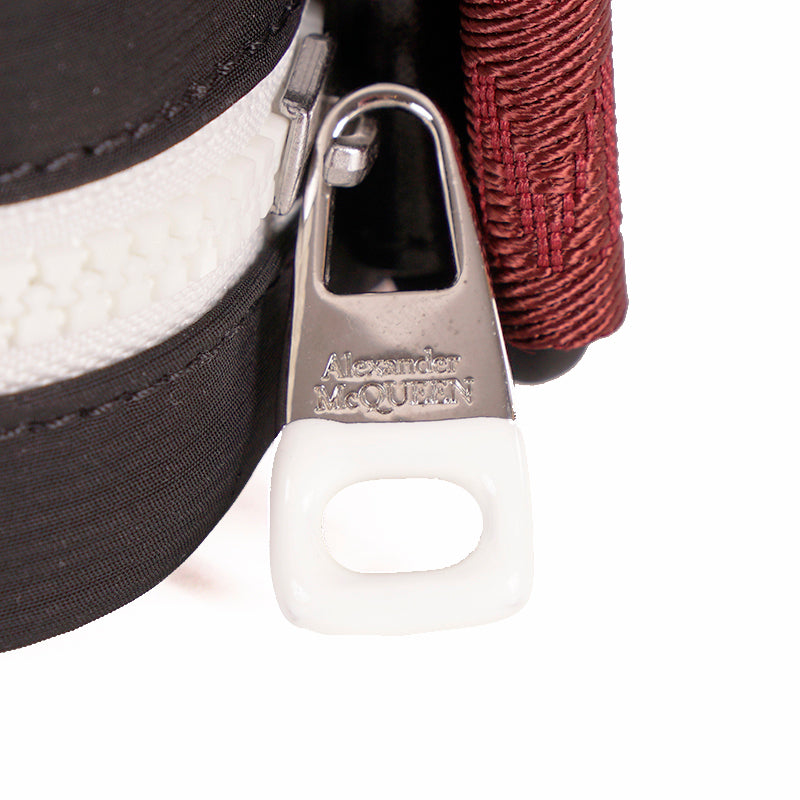 NEW $890 ALEXANDER MCQUEEN Black Nylon WHITE LEATHER SPORTY LOGO Crossbody BAG