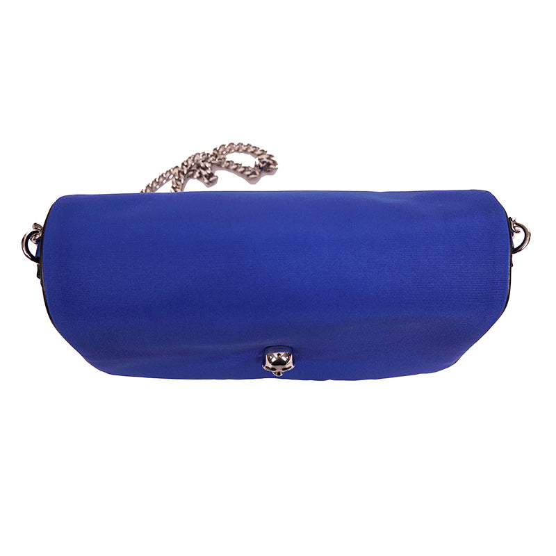 NEW $790 ALEXANDER MCQUEEN Ultramarine Blue Nylon CRYSTAL SKULL Camera Flap BAG