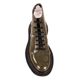 38.5 NEW $990 ALEXANDER MCQUEEN Woman's Olive Green Lace Up Leather Runway Boots