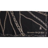 NEW $420 ALEXANDER MCQUEEN Black SKULL OF CHAINS Modal Wool Shawl 55" SCARF NWT Condition: New with tags