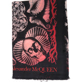 NEW $490 ALEXANDER MCQUEEN Black DREAM SHELL SKULL Ocean Modal Wool Shawl SCARF