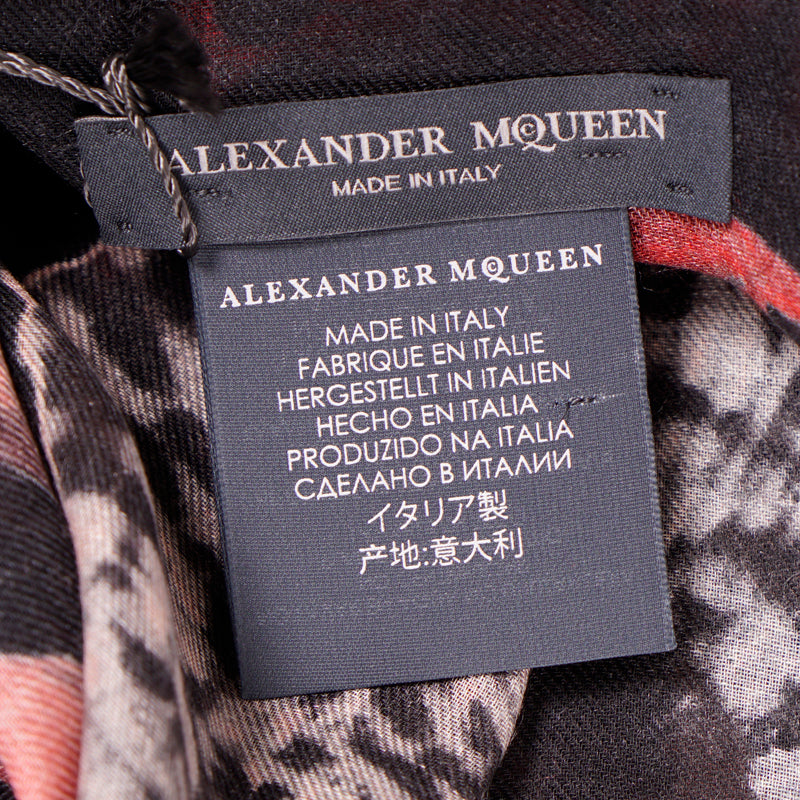 NEW $490 ALEXANDER MCQUEEN Black DREAM SHELL SKULL Ocean Modal Wool Shawl SCARF