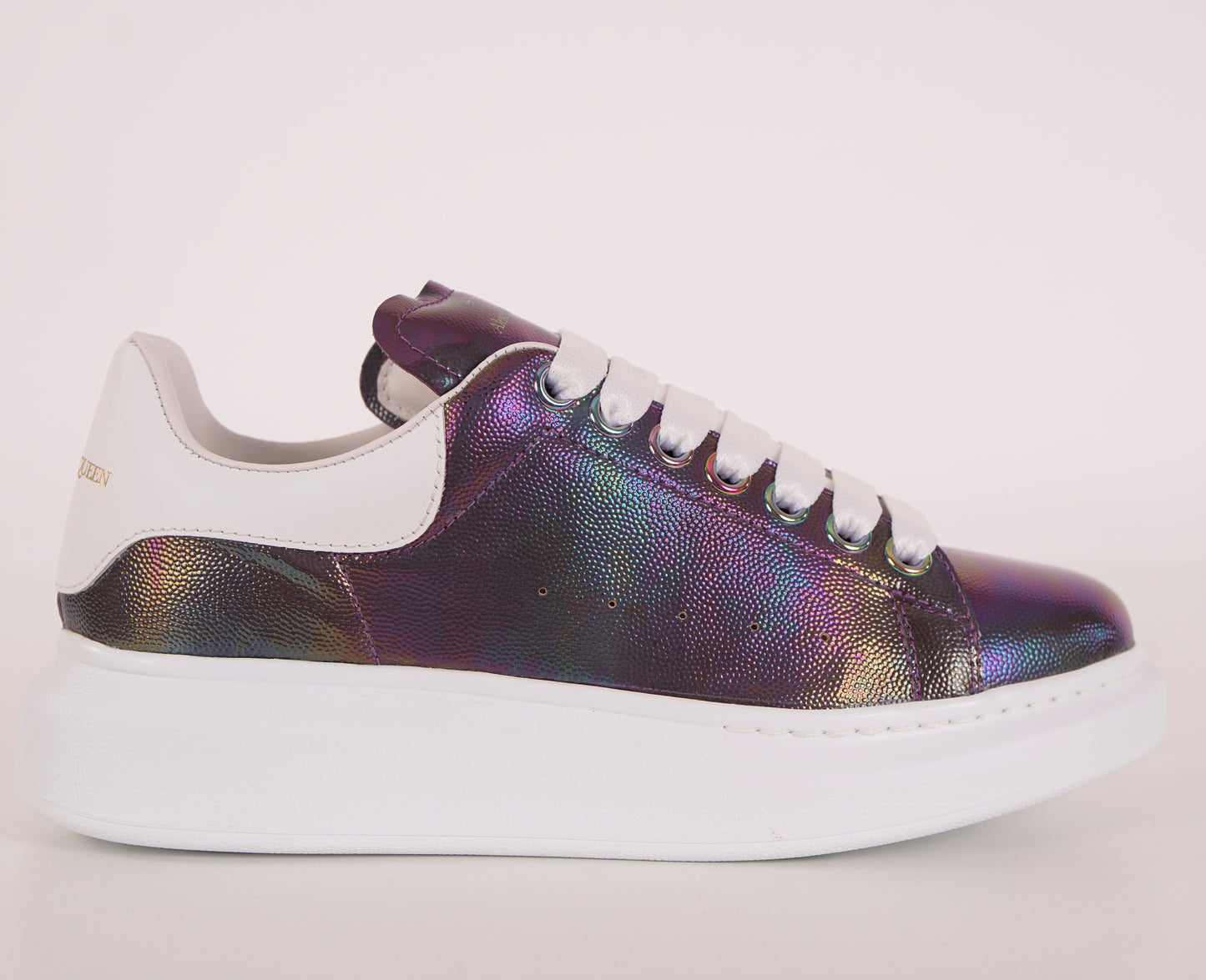 37 NEW $580 ALEXANDER MCQUEEN Petrol STINGRAY LEATHER Iridescent 45mm SNEAKERS