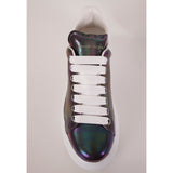 37 NEW $580 ALEXANDER MCQUEEN Petrol STINGRAY LEATHER Iridescent 45mm SNEAKERS