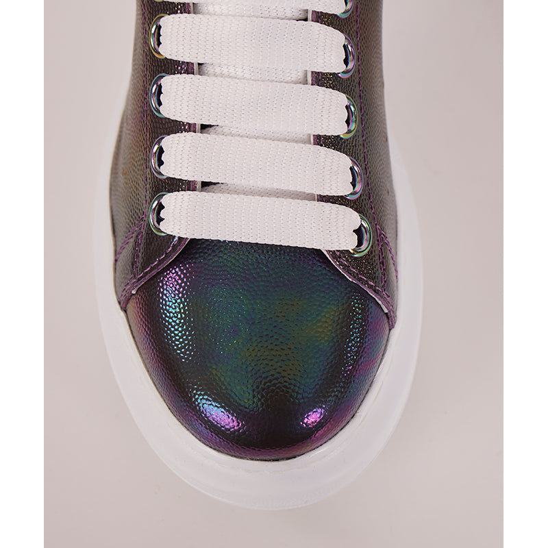 37 NEW $580 ALEXANDER MCQUEEN Petrol STINGRAY LEATHER Iridescent 45mm SNEAKERS