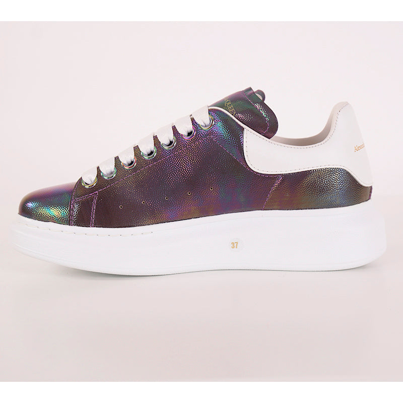 37 NEW $580 ALEXANDER MCQUEEN Petrol STINGRAY LEATHER Iridescent 45mm SNEAKERS