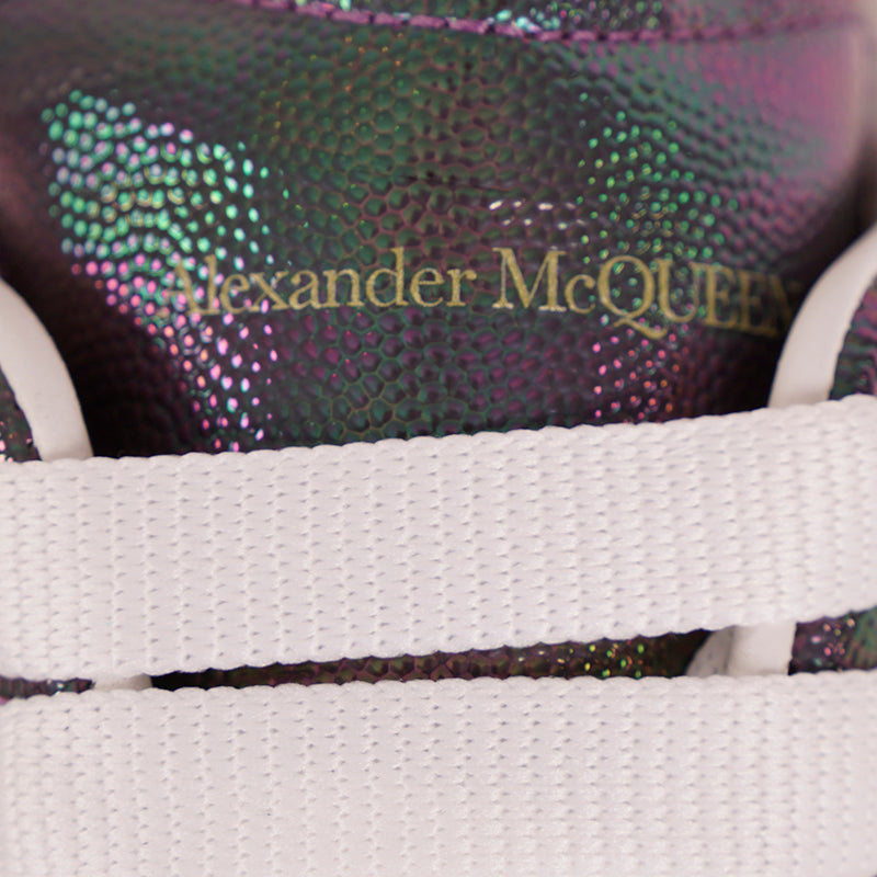 37 NEW $580 ALEXANDER MCQUEEN Petrol STINGRAY LEATHER Iridescent 45mm SNEAKERS