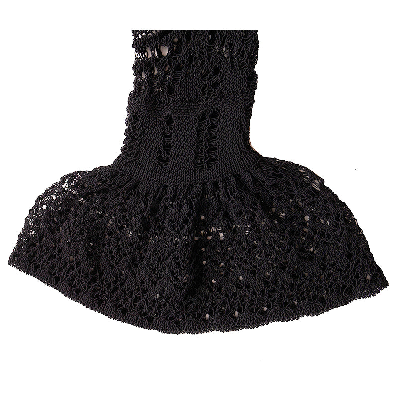 SZ S NEW $990 ALEXANDER MCQUEEN Black LACE FLARED SLEEVE Wool Crew Neck SWEATER