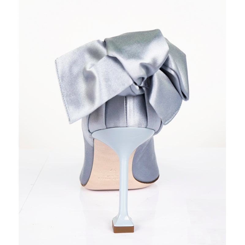 36.5 & 39.5 NEW $790 MIU MIU Blue Satin BOW Pumps Cocktail Flirty Spring HEELS