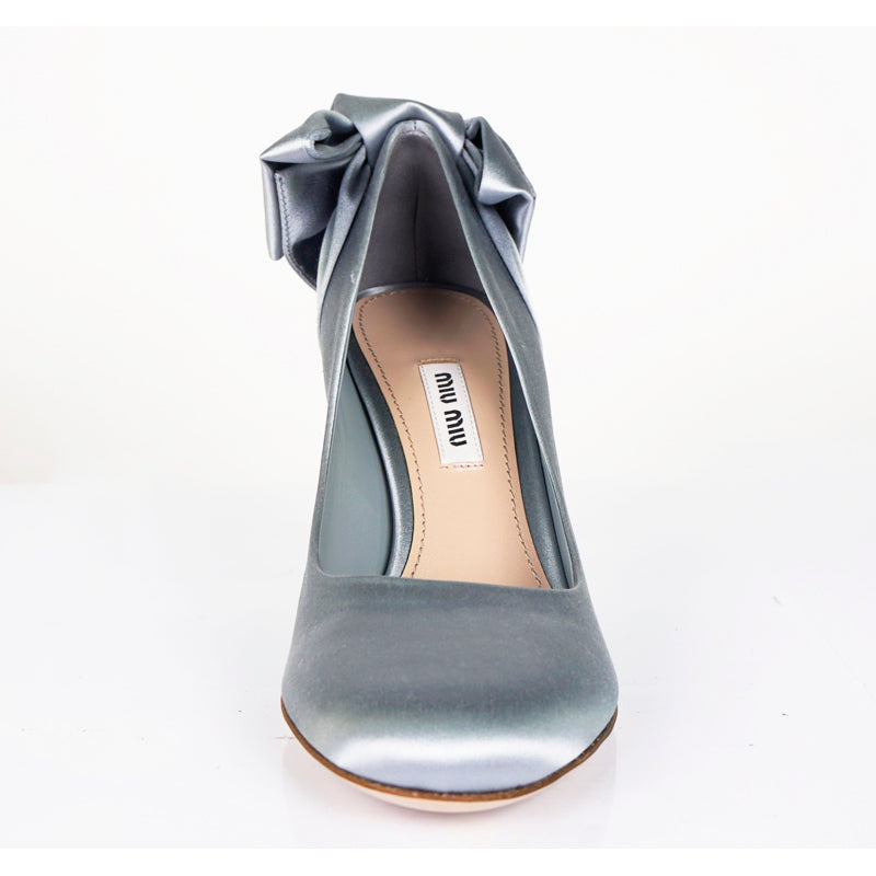 36.5 & 39.5 NEW $790 MIU MIU Blue Satin BOW Pumps Cocktail Flirty Spring HEELS