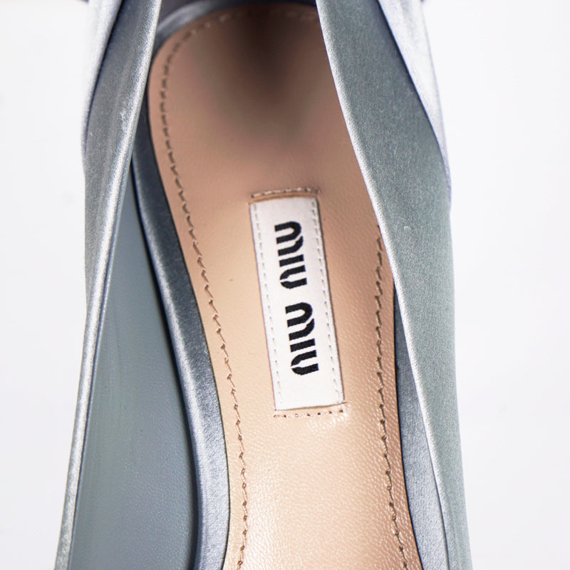 36.5 & 39.5 NEW $790 MIU MIU Blue Satin BOW Pumps Cocktail Flirty Spring HEELS