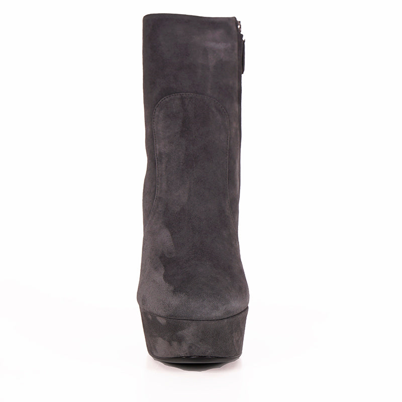 39 NEW $975 PRADA Slate Gray Leather Fall & Winter Chunky Heel Platform ANKLE BOOTS