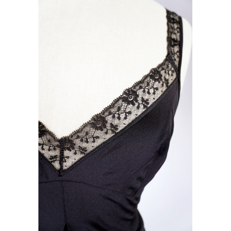 XS NEW $650 MIU MIU Black SILK CHIFFON Floral Lace Trim Night GOWN SLIP Chemise