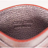 NEW $280 MIU MIU Metallic Silver Leather MADRAS LOVE HEART Wallet CARD CASE NIB