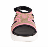 38 NEW $679 PRADA Women's Gold Pink LUREX KNIT Sporty Logo CLOUDBURST SANDALS