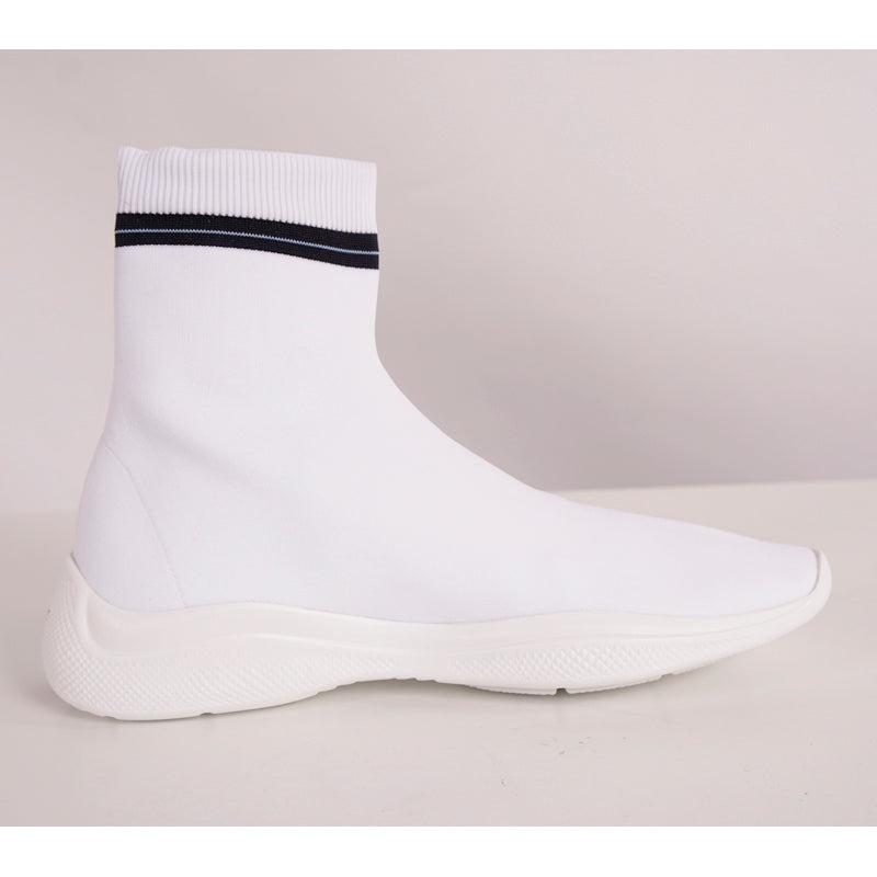 39.5 NEW $825 PRADA Woman's White TECH FABRIC Sporty SOCK KNIT TRAINERS SNEAKERS