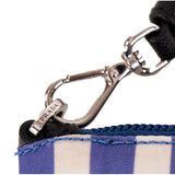 NEW $1,200 PRADA Blue White Striped Nylon COMIC LOGO Saffiano Patch Shoulder BAG