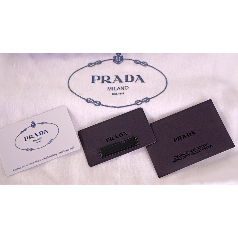 NEW $1,200 PRADA Blue White Striped Nylon COMIC LOGO Saffiano Patch Shoulder BAG