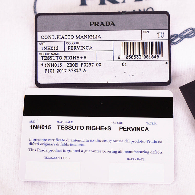 NEW $1,200 PRADA Blue White Striped Nylon COMIC LOGO Saffiano Patch Shoulder BAG