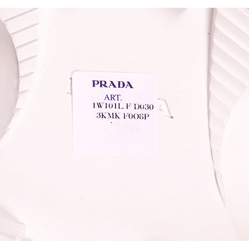 37.5 NEW $1280 PRADA White Leather Pull On BOOTS W Removable Pink Nylon Logo GAITER