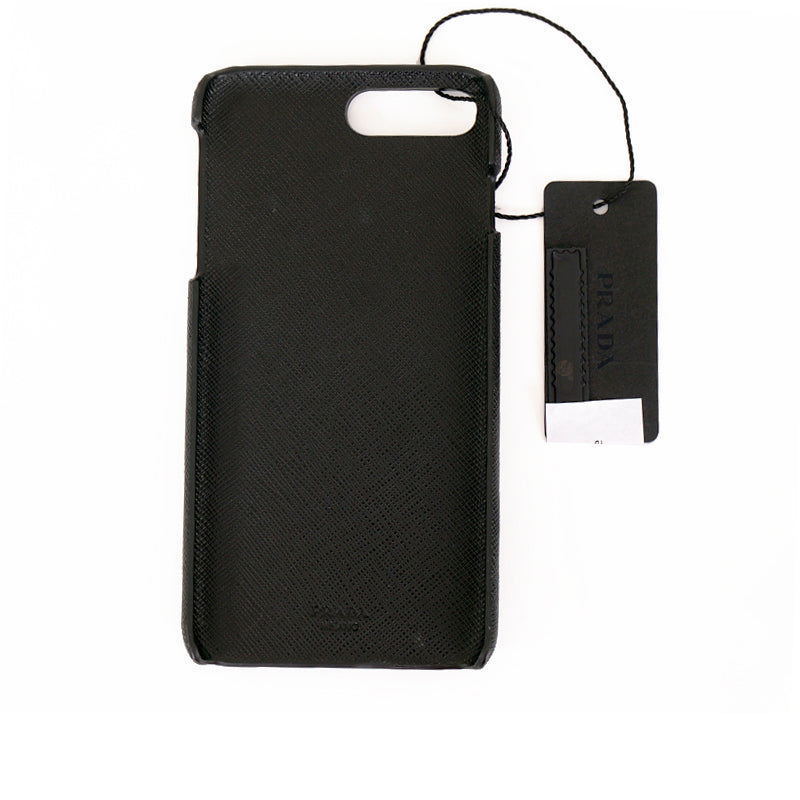 NEW $290 PRADA Black SAFFIANO LEATHER iPhone 6+ PINK ROBOT Stars PHONE CASE NWT