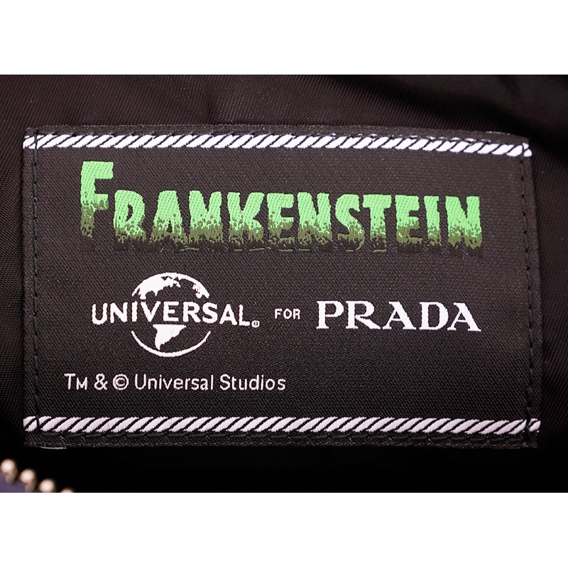 NEW $950 PRADA MEN Blue Frankenstein Thunderbolt Print PADDED NYLON Clutch BAG