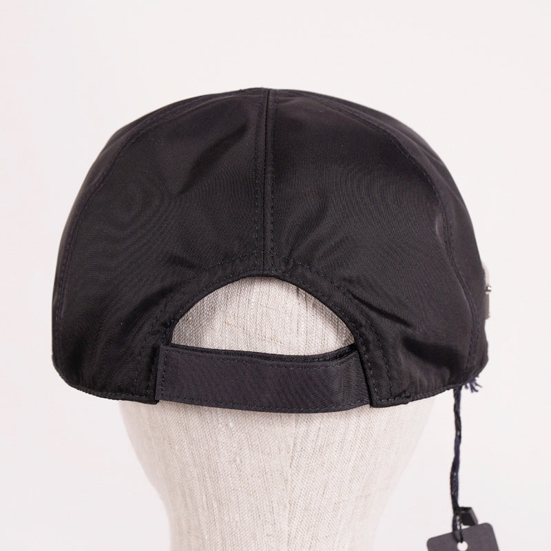 XL NEW $570 PRADA FRANKENSTEIN SAFFIANO LEATHER PATCH Black Nylon BASEBALL CAP HAT