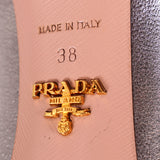 37 & 38.5 NEW $750 PRADA Cromo METALLIC Leather Pointed Toe 100MM HEELS