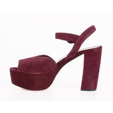 38.5 NEW $850 PRADA Garnet Red Suede Leather Block Chunky Ankle Strap SANDALS